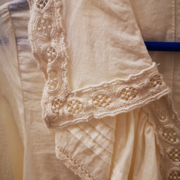 Zara Ruffled Lace Insert Blouse (white) New - Picture 5 of 8